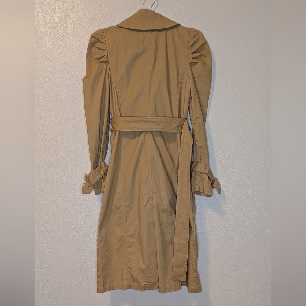 Avec Les Filles Puff Sleeve Classic Tan Trench Coat - Picture 7 of 15